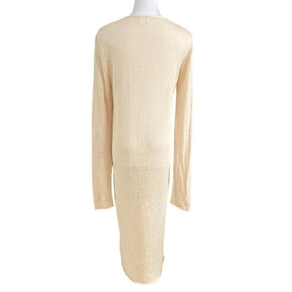 NAIF MONTREAL 100% LINEN CREAM OPEN KNIT LONG LENGTH CARDIGAN - S - Picture 3 of 10